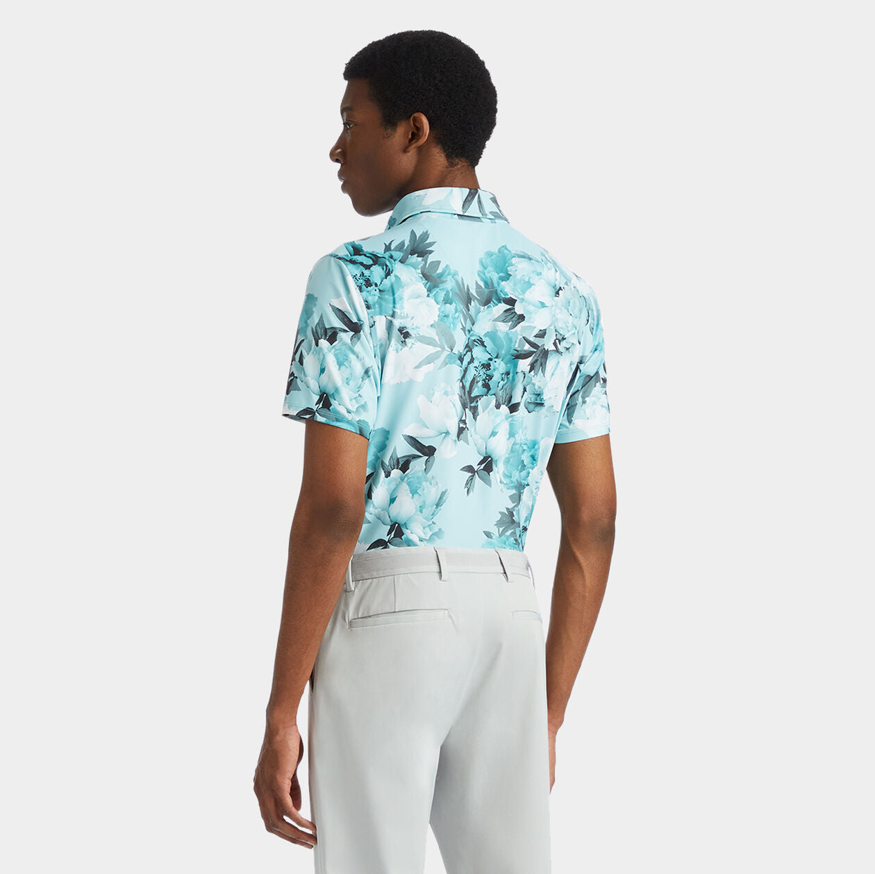 【新品】G/FORE照片花卉科技平紋針織現代寬領 POLO 衫