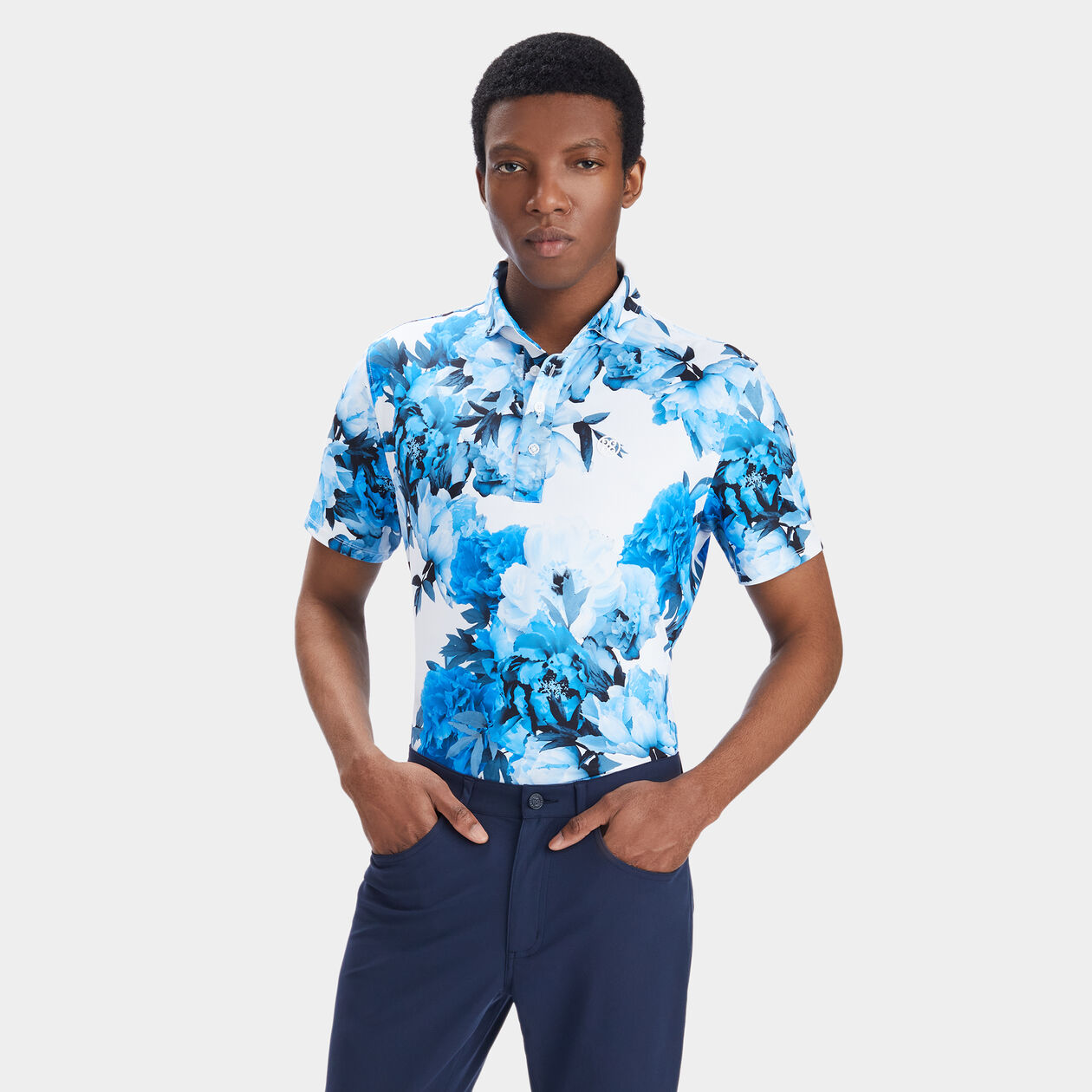 【新品】G/FORE照片花卉科技平紋針織現代寬領 POLO 衫-G4MF23K060B