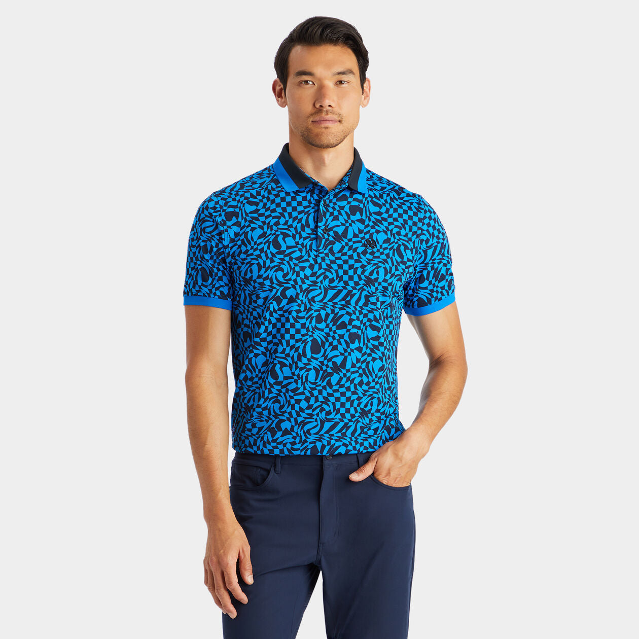 【新品】G/FORE迷你扭曲格紋鑲邊袖科技珠地佈 POLO 衫