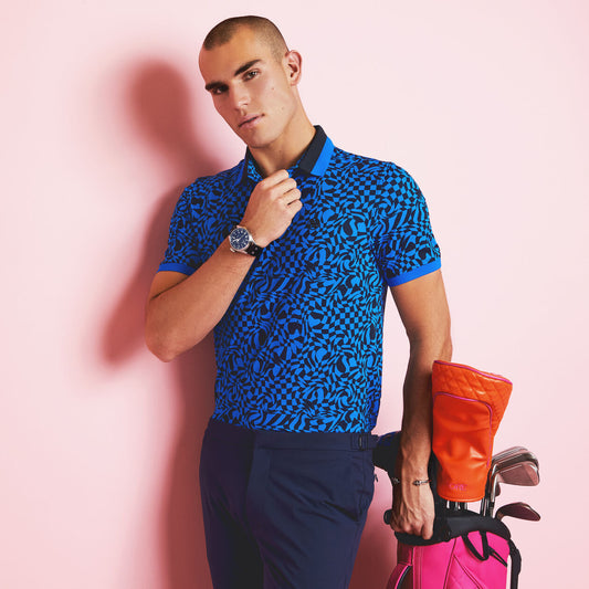 【新品】G/FORE迷你扭曲格紋鑲邊袖科技珠地佈 POLO 衫