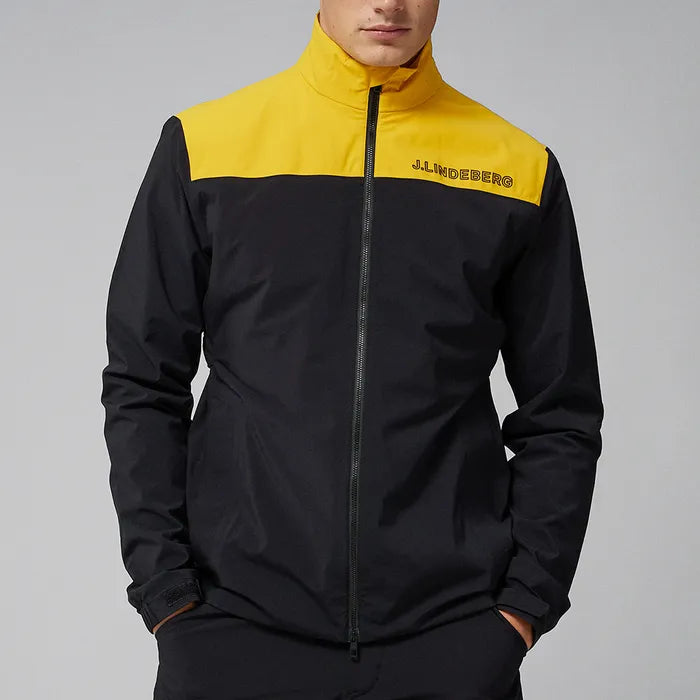 【新品】J LINDEBERG BRIDGE 男士防水高爾夫夾克 - 黑色AMOW06370