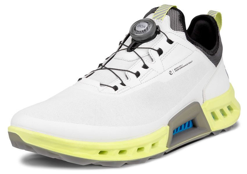 ECCO Biom® C4 BOA 2024男士高爾夫鞋(白/螢光黃)
