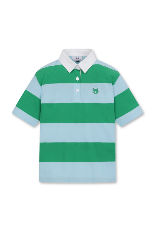 WAAC WAACKY 條紋寬鬆短袖 Polo 衫-WWTCM24225YGX